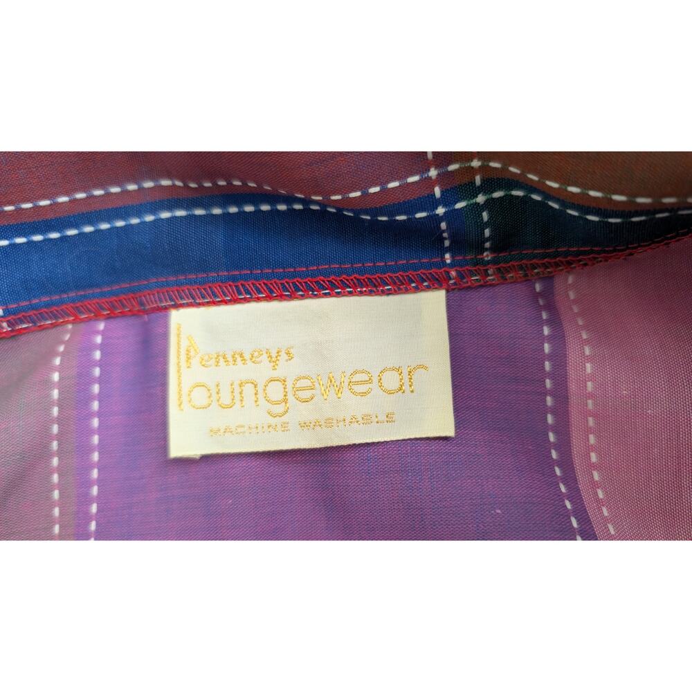 Penneys Loungewear 1970s Rainbow Patchwork Plaid Quilted House Dress Size Medium - Picture 9 of 12